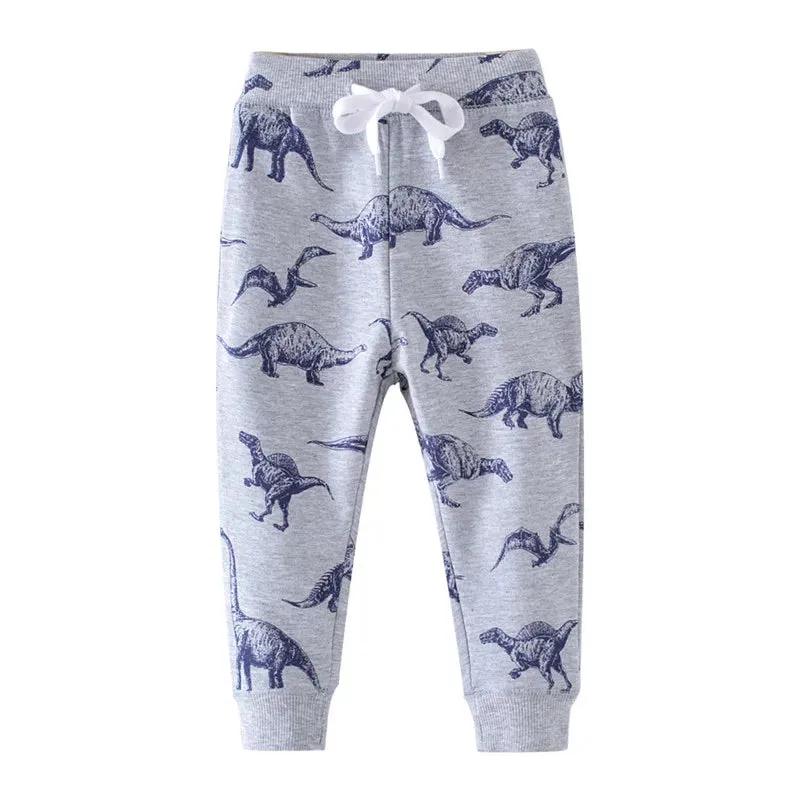 Jumping Meters 2-7T Boys Girls Sweatpants Trousers Autumn Spring Dinosaur Drawstring Baby Trousers Pants Sport Harm Kids Pants