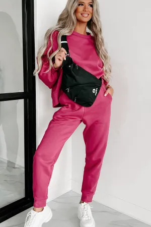 Just Admit It Sweatshirt & Jogger Two-Piece Set (Magenta)