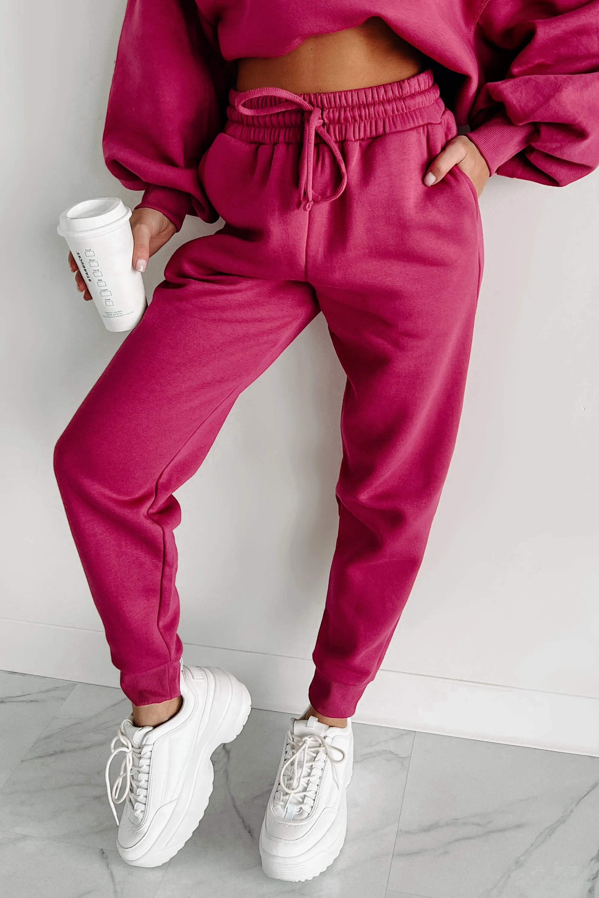 Just Admit It Sweatshirt & Jogger Two-Piece Set (Magenta)