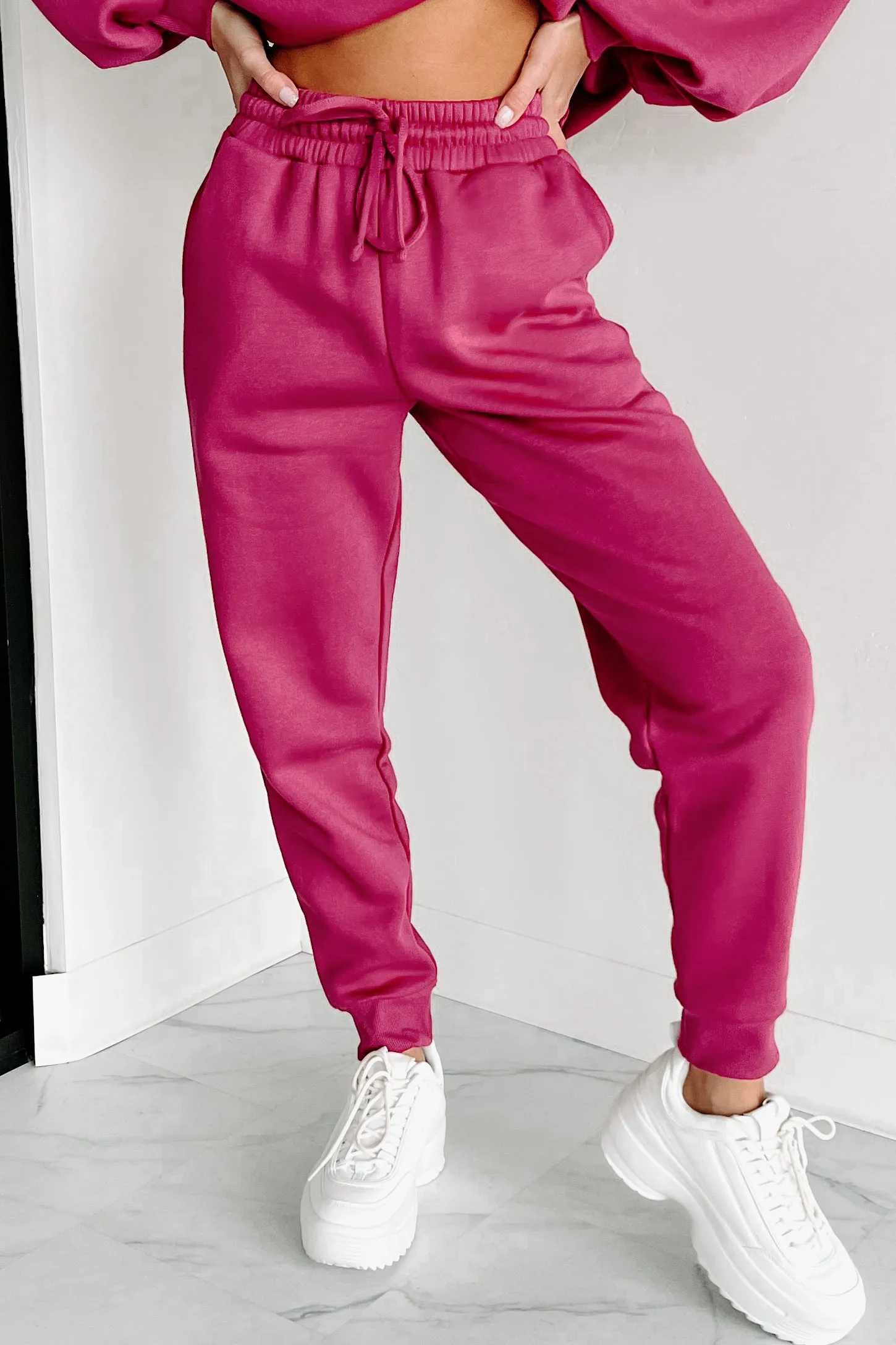 Just Admit It Sweatshirt & Jogger Two-Piece Set (Magenta)