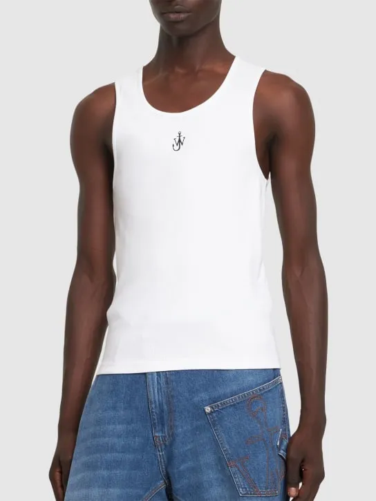 JW Anderson   Logo embroidery stretch cotton tank top 