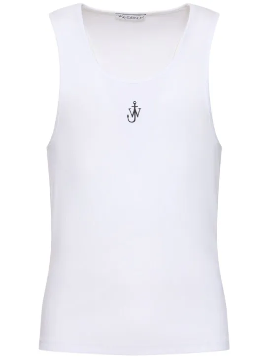 JW Anderson   Logo embroidery stretch cotton tank top 