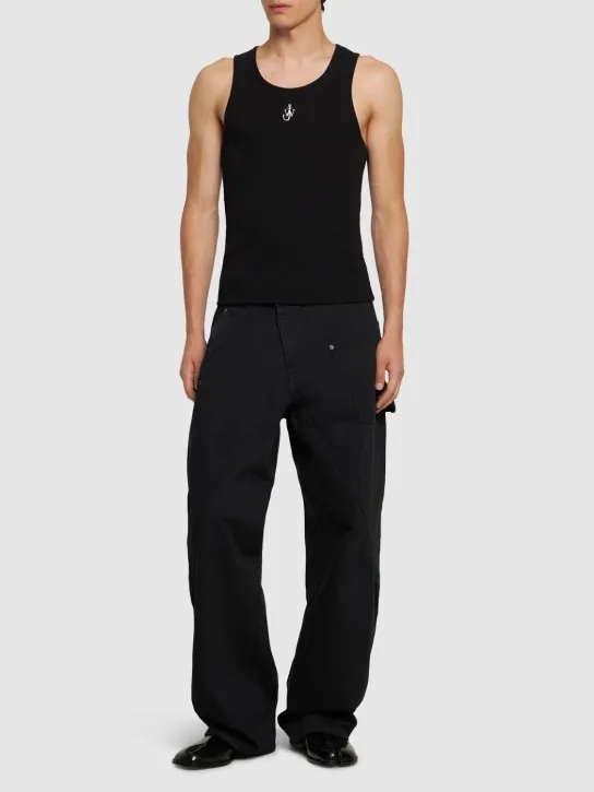 JW Anderson   Logo embroidery stretch cotton tank top 