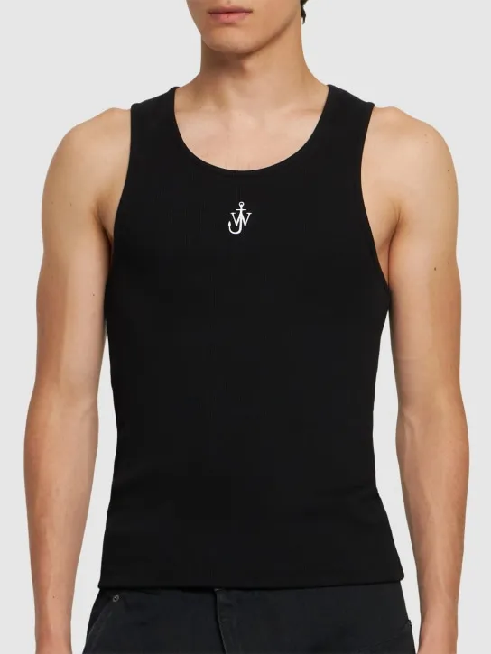 JW Anderson   Logo embroidery stretch cotton tank top 