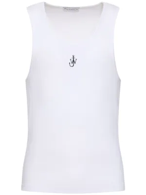 JW Anderson   Logo embroidery stretch cotton tank top 