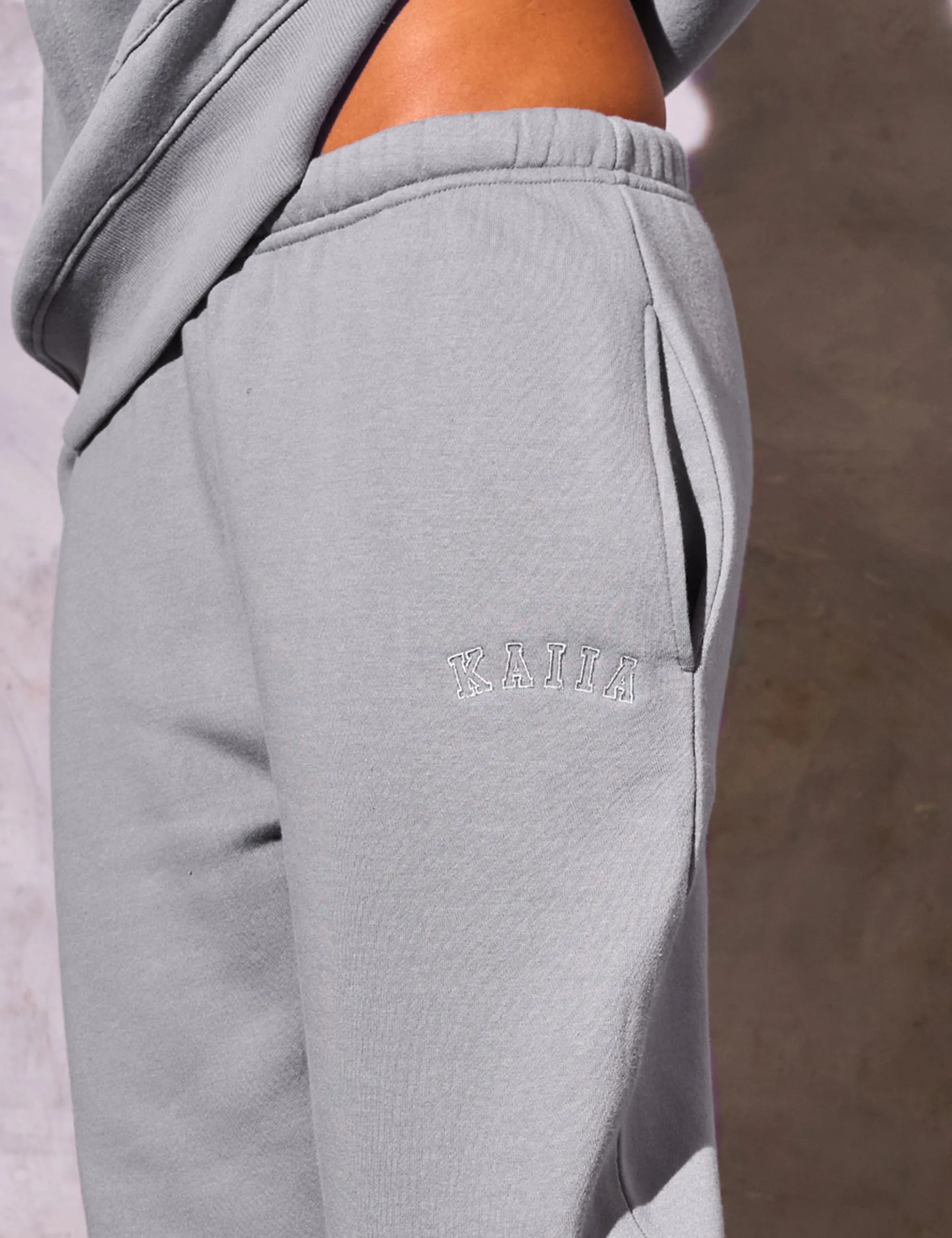 Kaiia Logo Cuffed Joggers Dove Grey