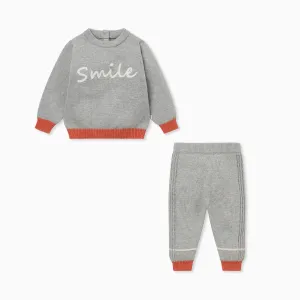 Knitted Smile Slogan Jumper & Joggers Outfit