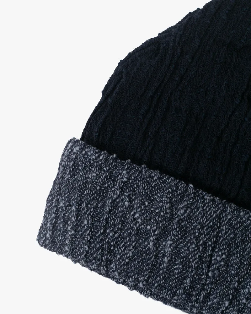 Kobo Oriza Knit Cap, Multi Functional, Cotton, Split Navy and Indigo, 9˝