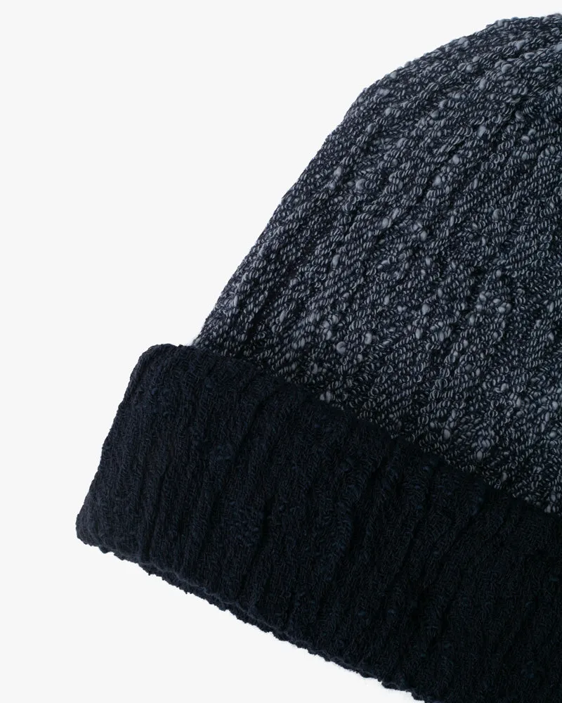 Kobo Oriza Knit Cap, Multi Functional, Cotton, Split Navy and Indigo, 9˝