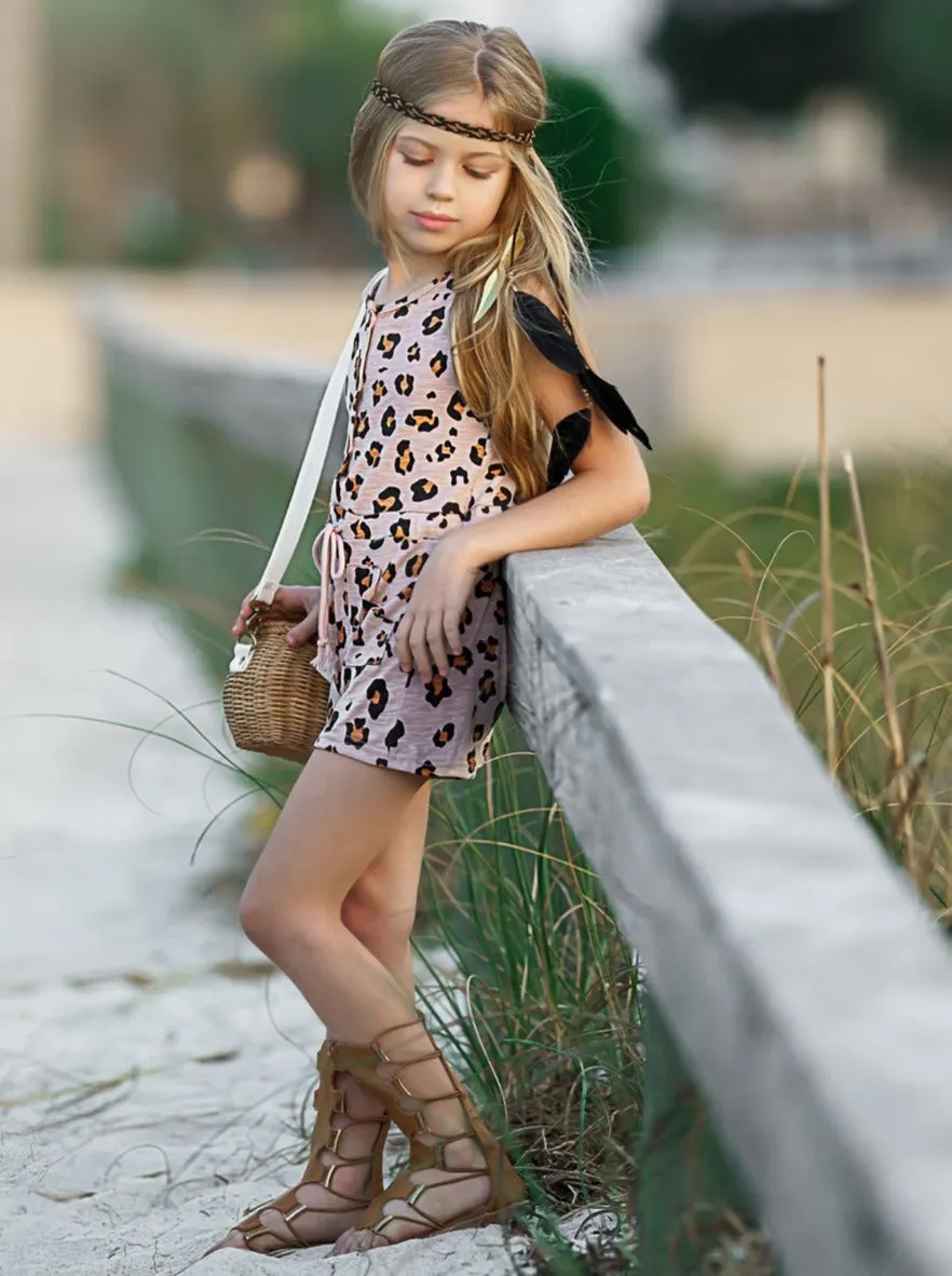 Leopard Princess Drawstring Romper