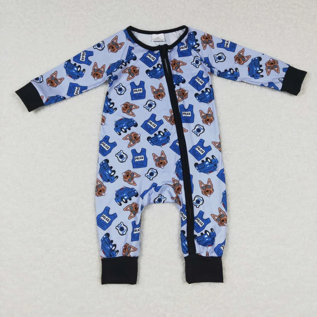 LR0736  baby boy police dog Zipper romper