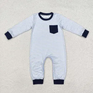 LR1805 baby boy clothes blue stripes  boy winter romper