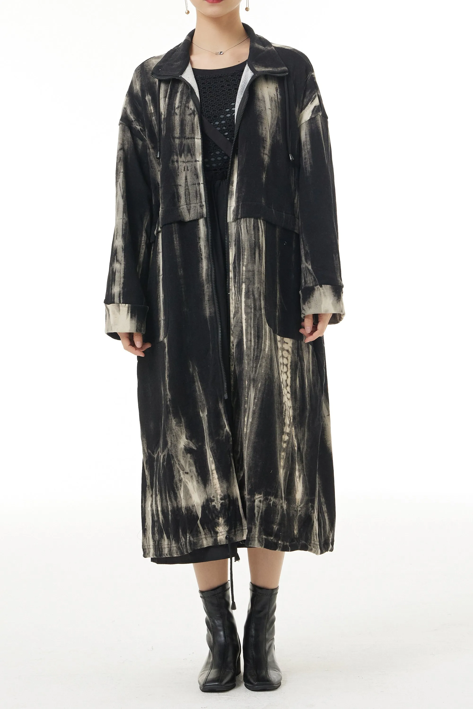 Marble Illusion Trench Coat