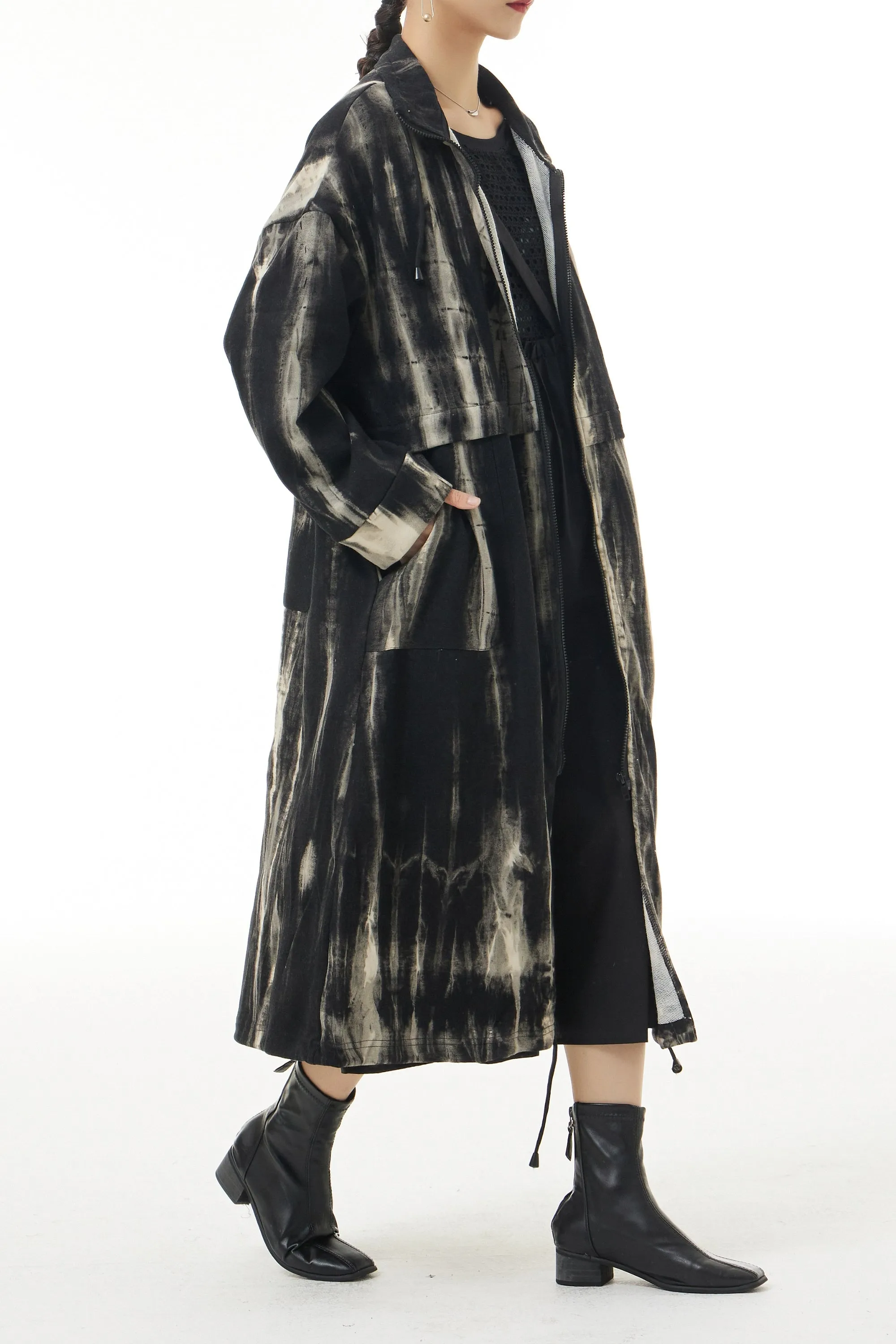 Marble Illusion Trench Coat