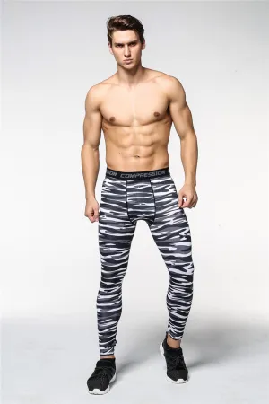 Mens Compression Pants Tights Casual  Bodybuilding  Camouflage Skinny Leggings