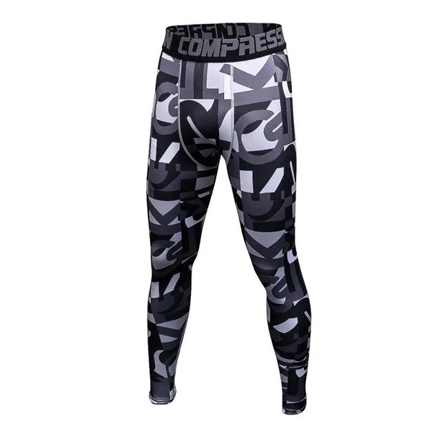 Mens Compression Pants Tights Casual  Bodybuilding  Camouflage Skinny Leggings