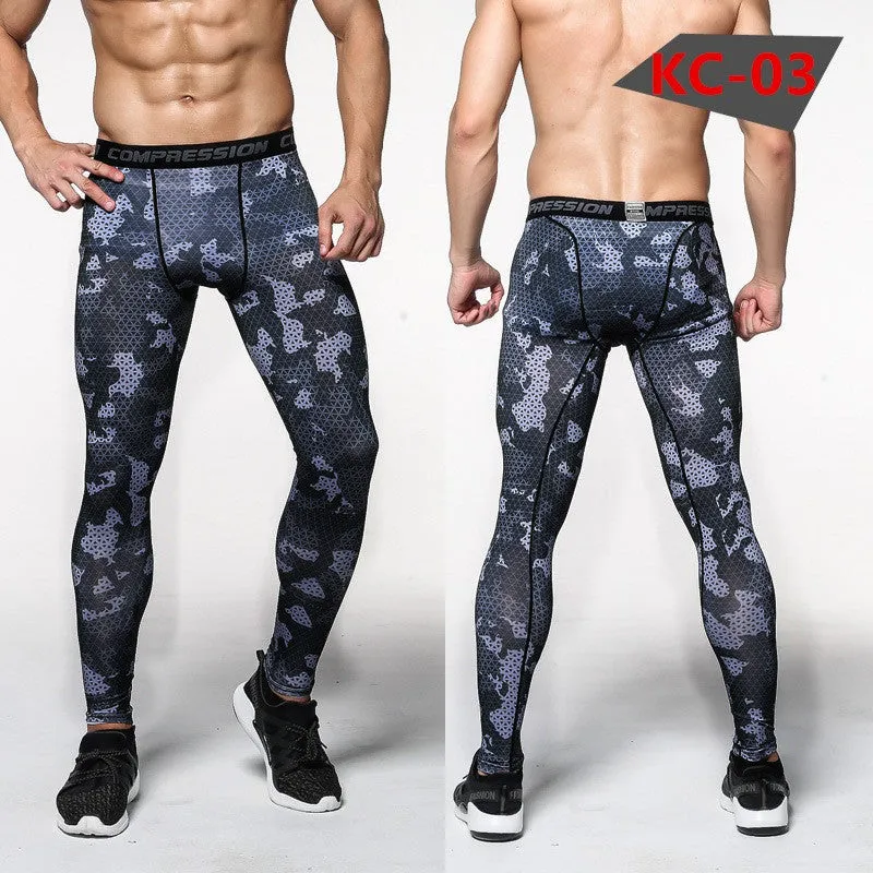 Mens Compression Pants Tights Casual  Bodybuilding  Camouflage Skinny Leggings