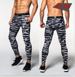 Mens Compression Pants Tights Casual  Bodybuilding  Camouflage Skinny Leggings