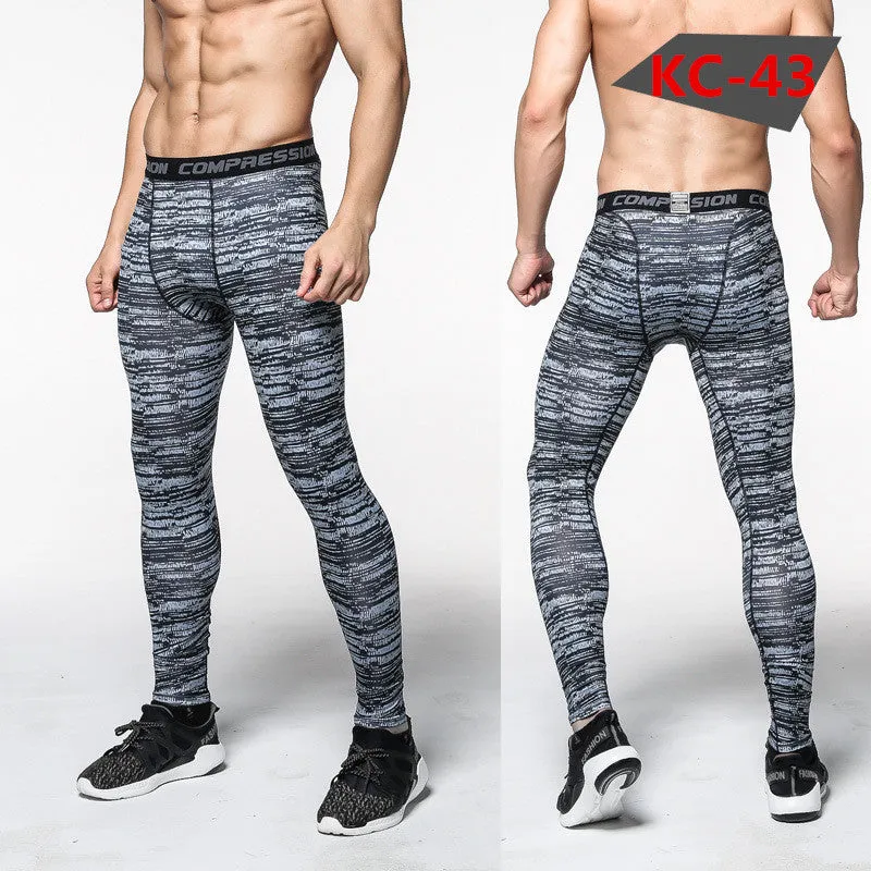 Mens Compression Pants Tights Casual  Bodybuilding  Camouflage Skinny Leggings