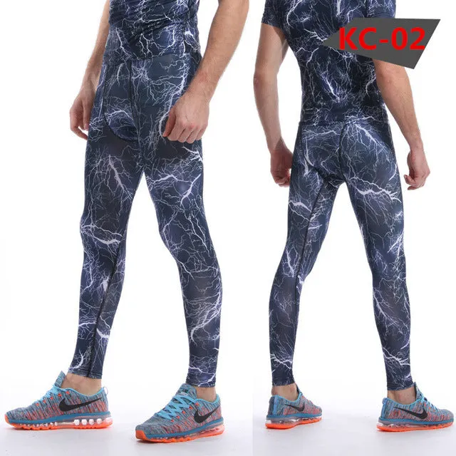 Mens Compression Pants Tights Casual  Bodybuilding  Camouflage Skinny Leggings