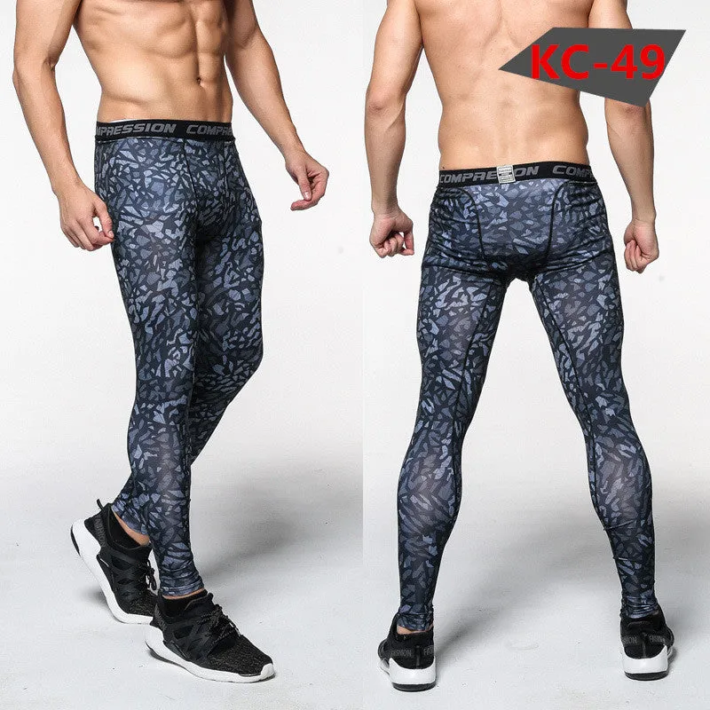 Mens Compression Pants Tights Casual  Bodybuilding  Camouflage Skinny Leggings