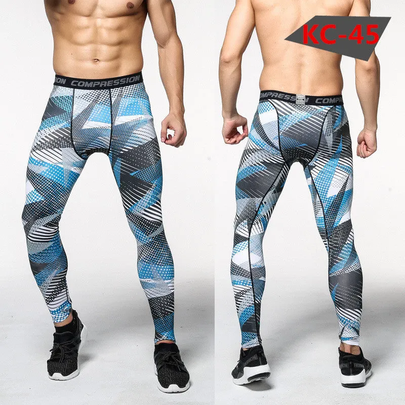 Mens Compression Pants Tights Casual  Bodybuilding  Camouflage Skinny Leggings