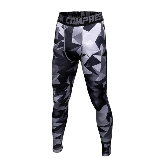 Mens Compression Pants Tights Casual  Bodybuilding  Camouflage Skinny Leggings