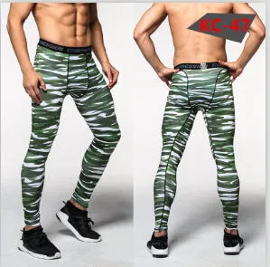 Mens Compression Pants Tights Casual  Bodybuilding  Camouflage Skinny Leggings