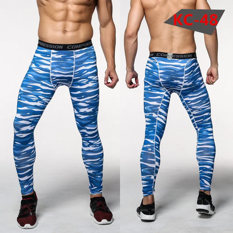 Mens Compression Pants Tights Casual  Bodybuilding  Camouflage Skinny Leggings