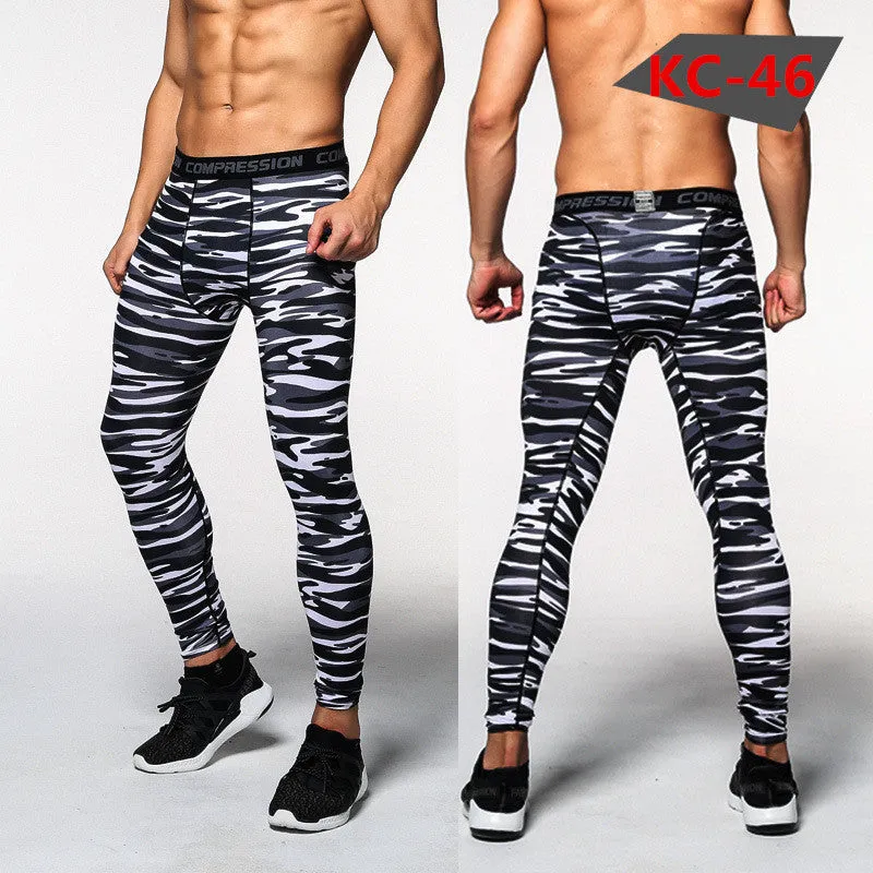 Mens Compression Pants Tights Casual  Bodybuilding  Camouflage Skinny Leggings