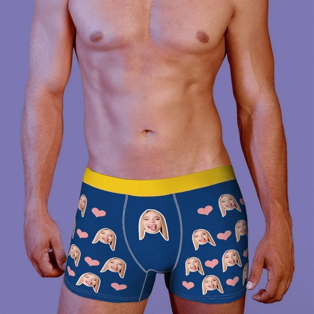 Men's Custom Face Boxer Shorts, Put Face On Underwear-Heart