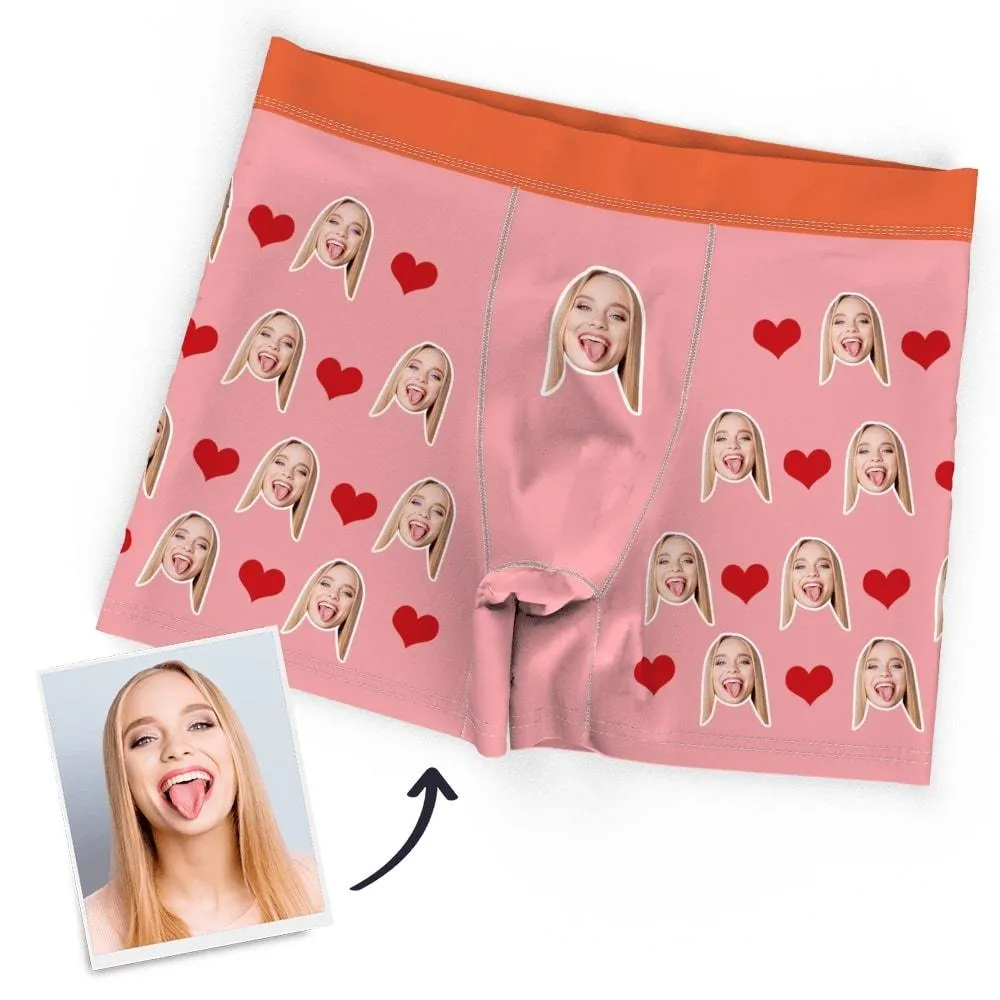 Men's Custom Face Boxer Shorts, Put Face On Underwear-Heart