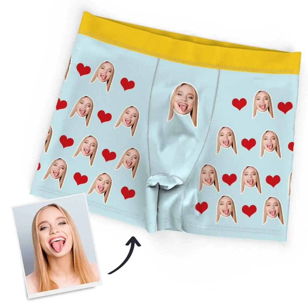 Men's Custom Face Boxer Shorts, Put Face On Underwear-Heart