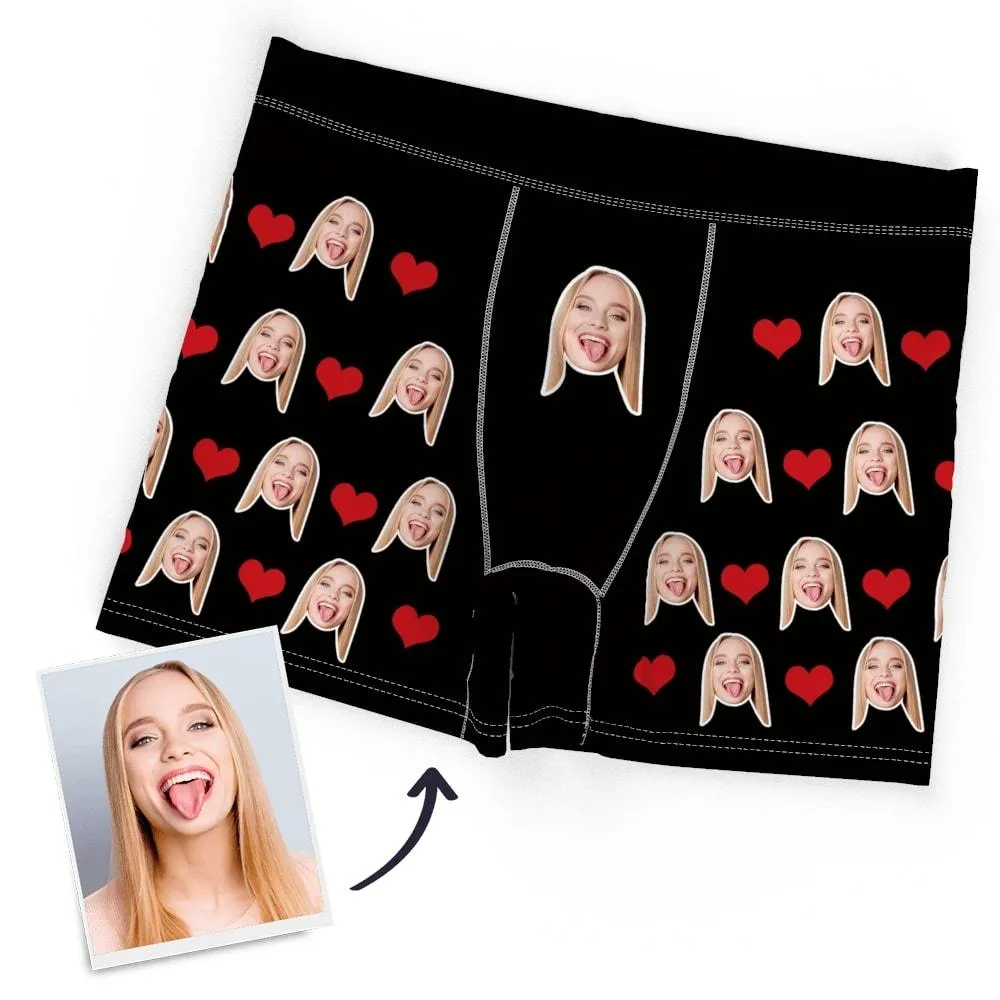 Men's Custom Face Boxer Shorts, Put Face On Underwear-Heart