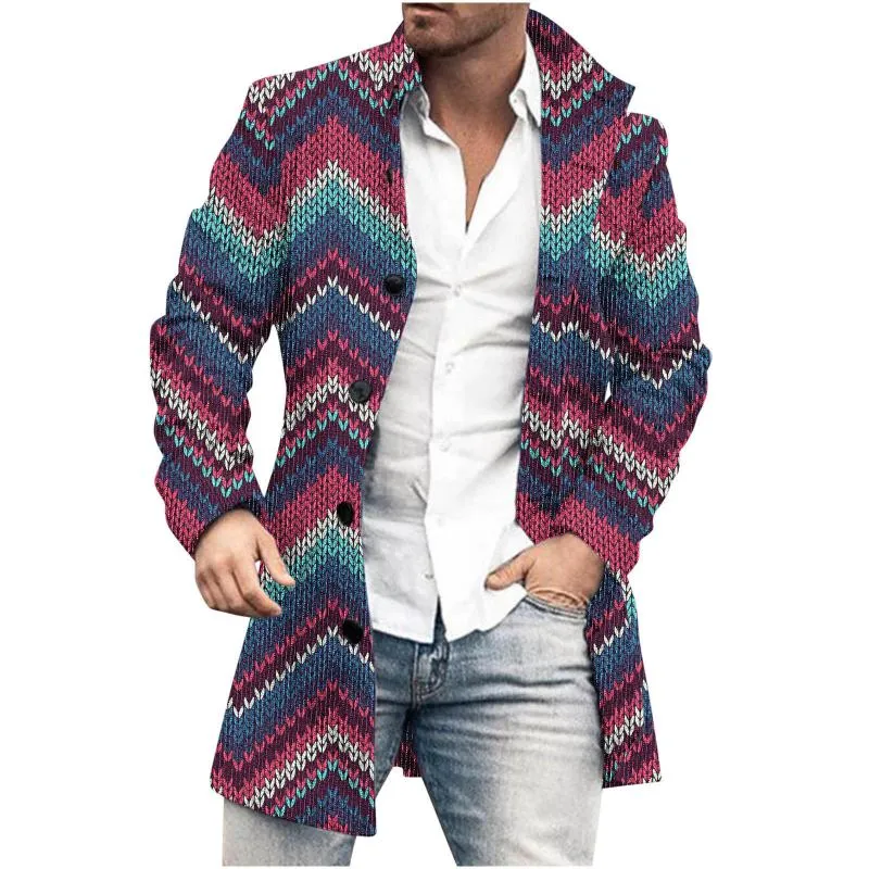 Men's Mid-Length Plaid Print Casual Coat 36290807L