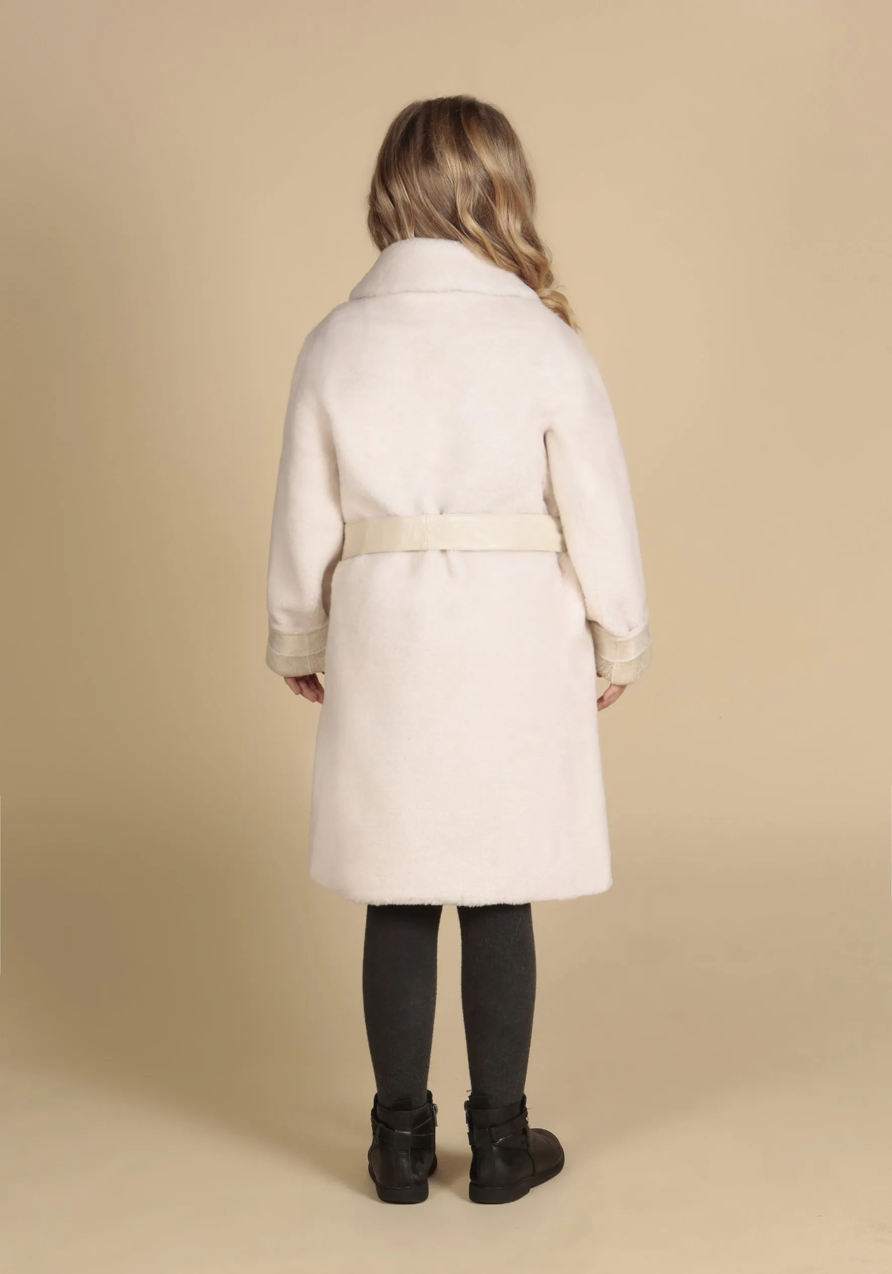 'Mini' 'Loren' Wool Coat in Bianco