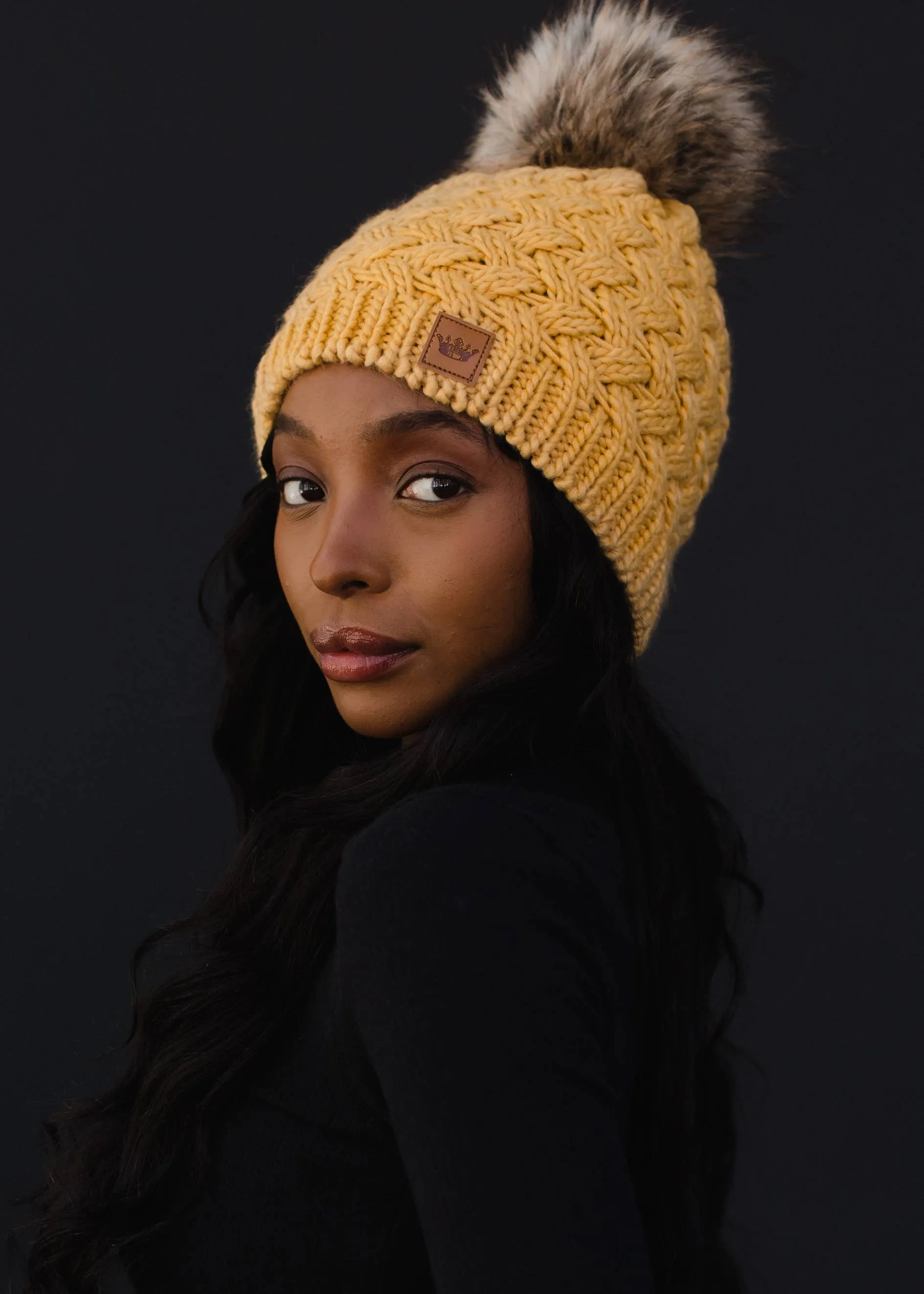 Mustard Knit Pom Hat