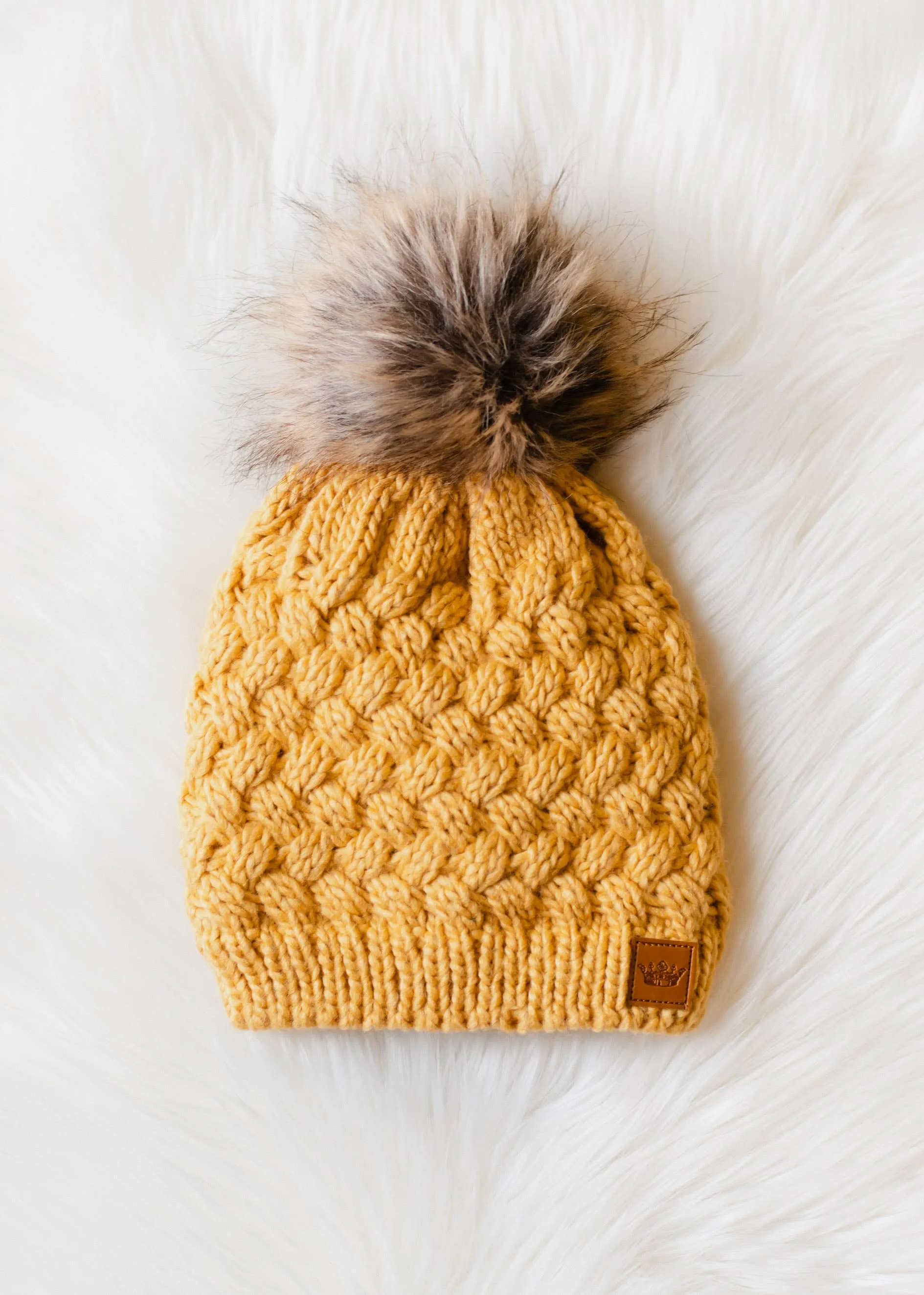 Mustard Knit Pom Hat