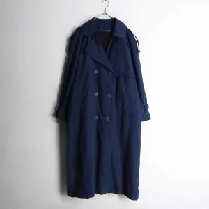 navy smooth long trench coat