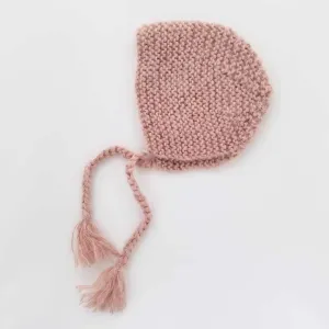 Newborn Pink Angora Knit Bonnet Infant