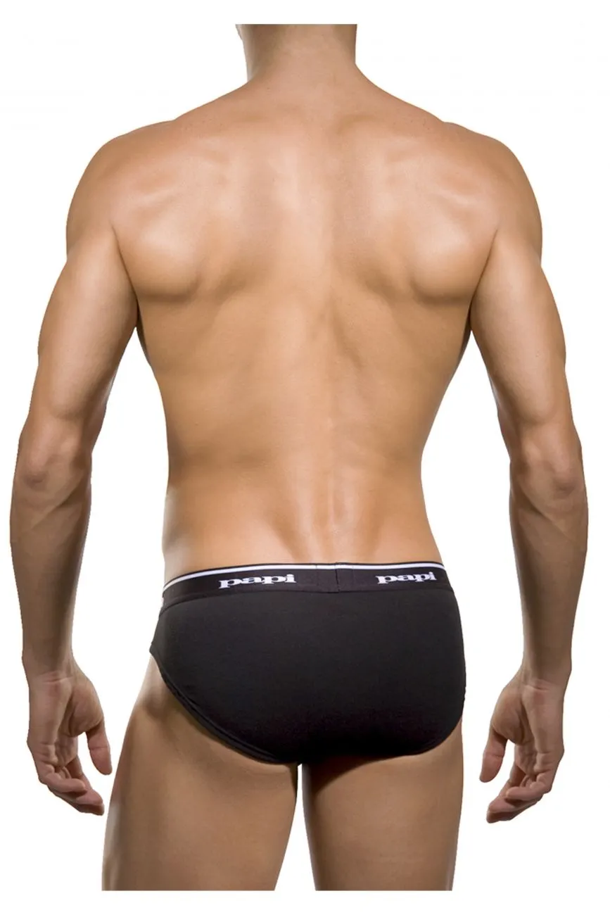 Papi 554101-001 3PK 1X1 Rib Low Rise Brief Color Black