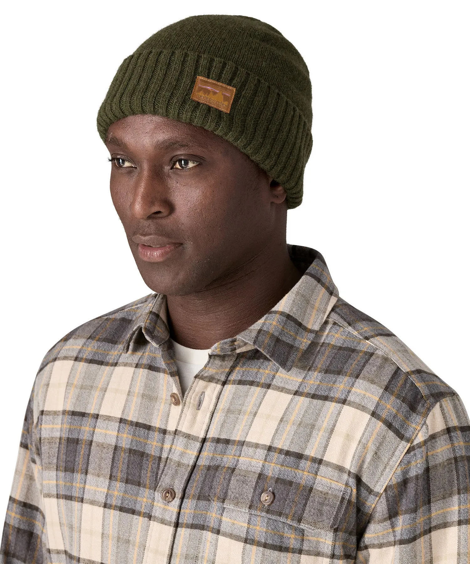 Patagonia Adult Brodeo Beanie Hat - Needle Green / Skyline