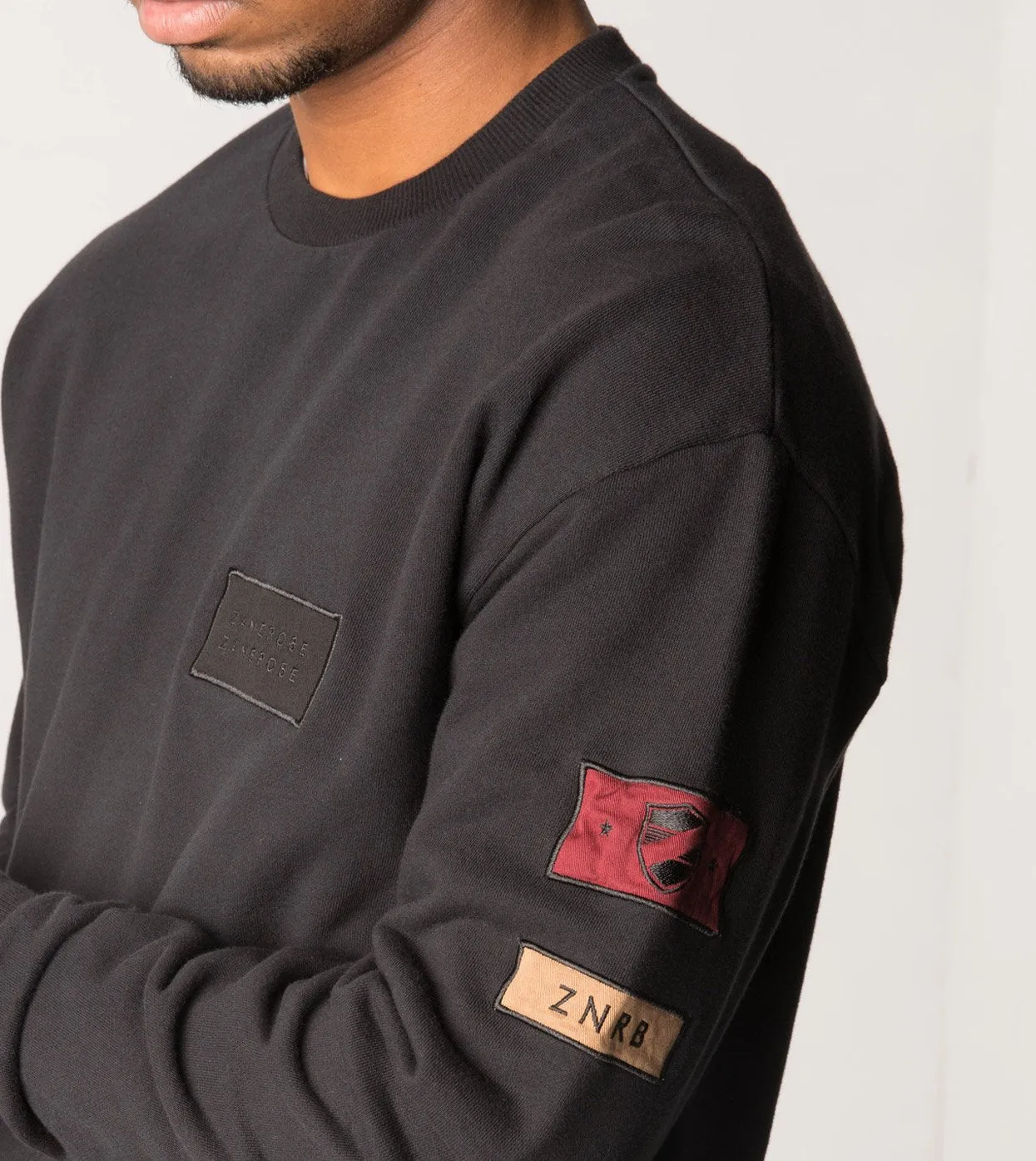 Patch Rugger Crew Sweat Black