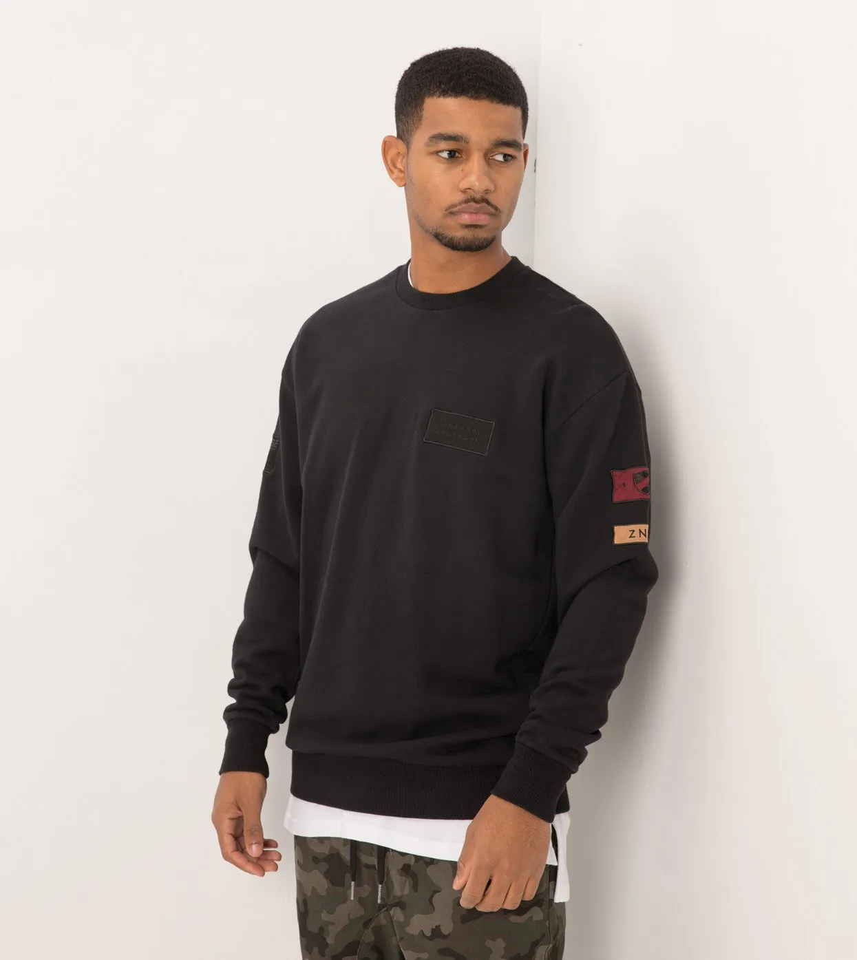 Patch Rugger Crew Sweat Black