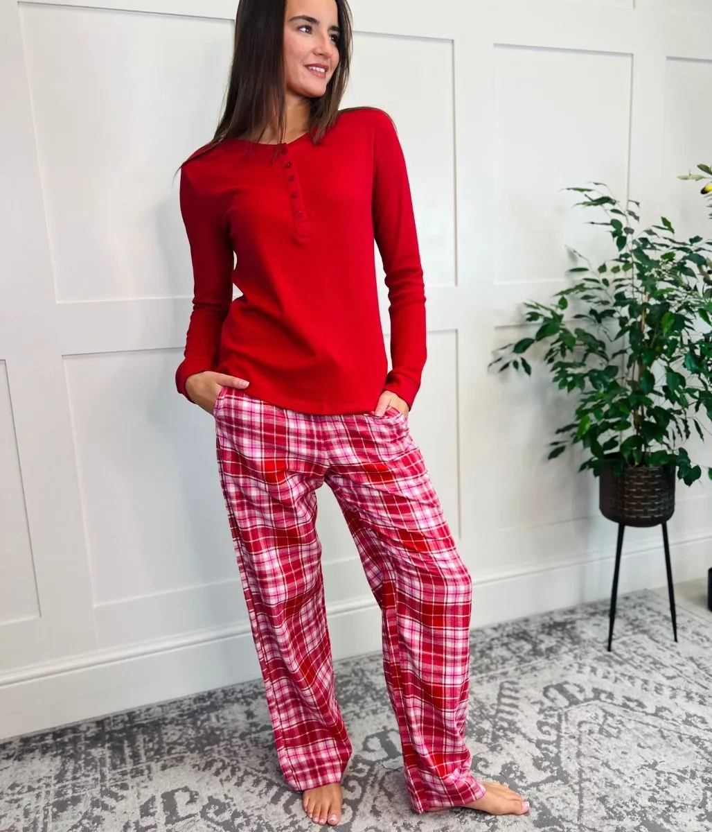 Red Checked Flannel Pyjamas Set