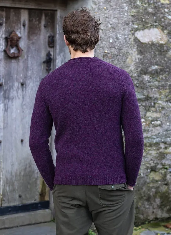 Saddle Shoulder Crew Neck with Roll Edges - Elderberry - Fisherman Out of Ireland