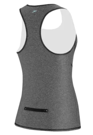 SPEEDO Heathered Tank Rashguard w/Zip Pocket