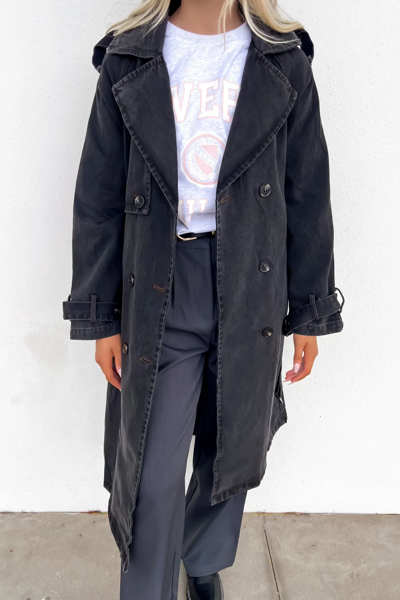 Stacy Denim Trench Black