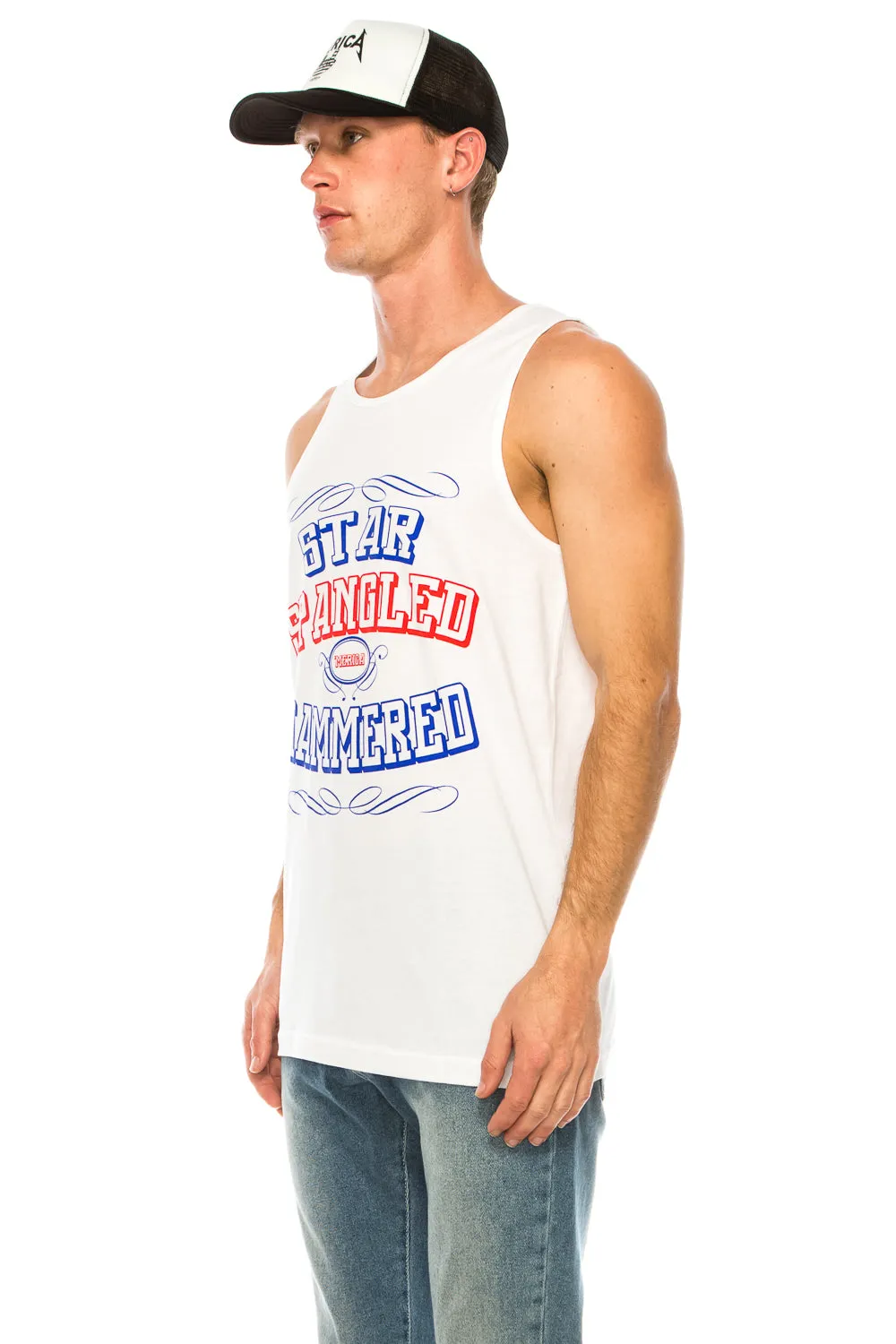 STAR SPANGLED HAMMERED MEN'S TANK TOP