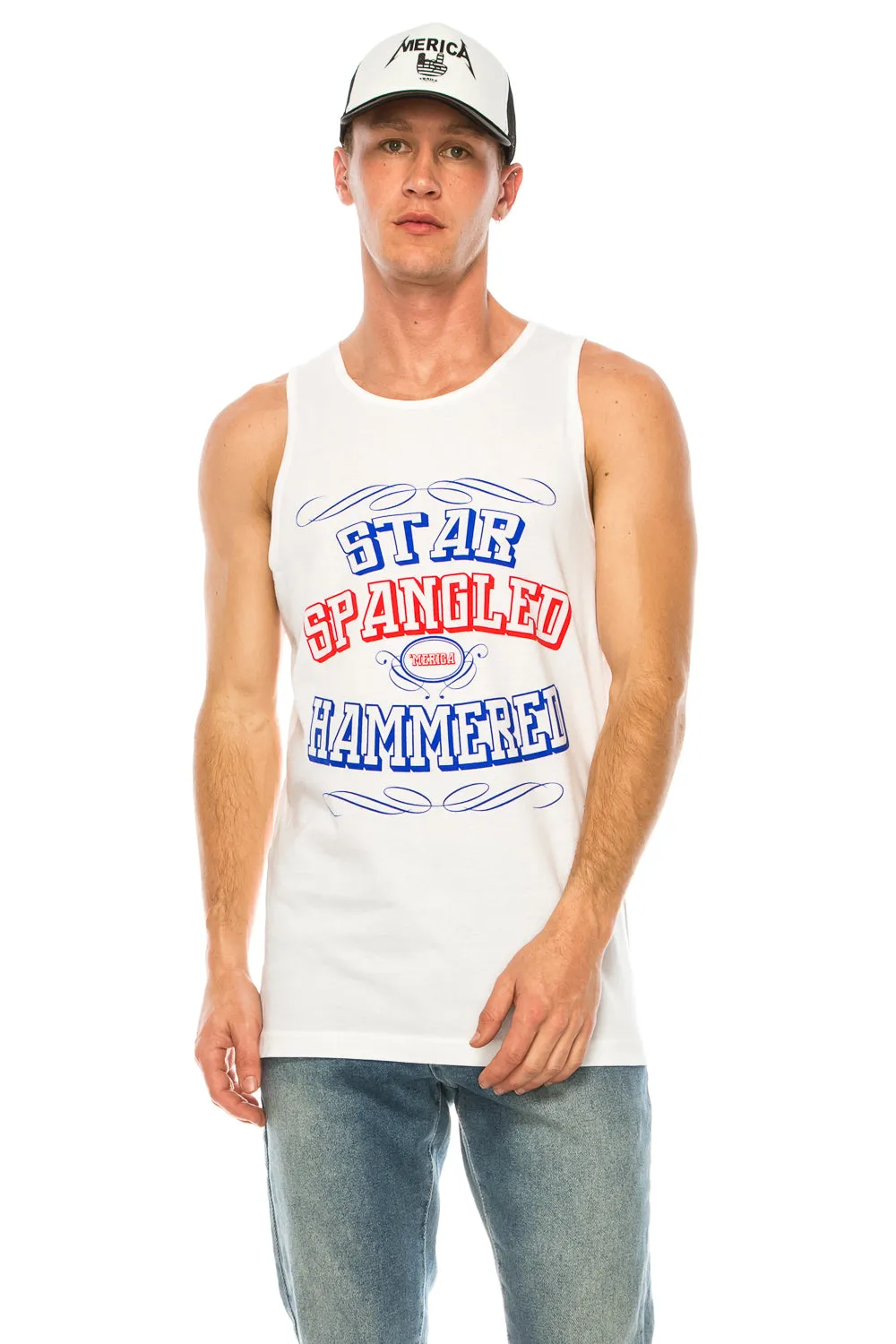 STAR SPANGLED HAMMERED MEN'S TANK TOP